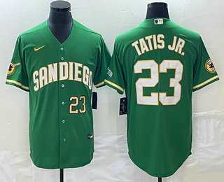 Men%27s San Diego Padres #23 Fernando Tatis Jr Number Green Cool Base Stitched Baseball Jersey